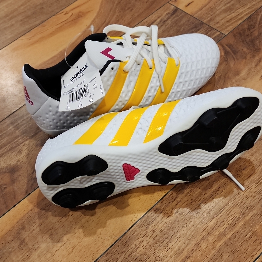 Adidas ACE 16.4 FxG W womens White and Yellow Soccer Cleats